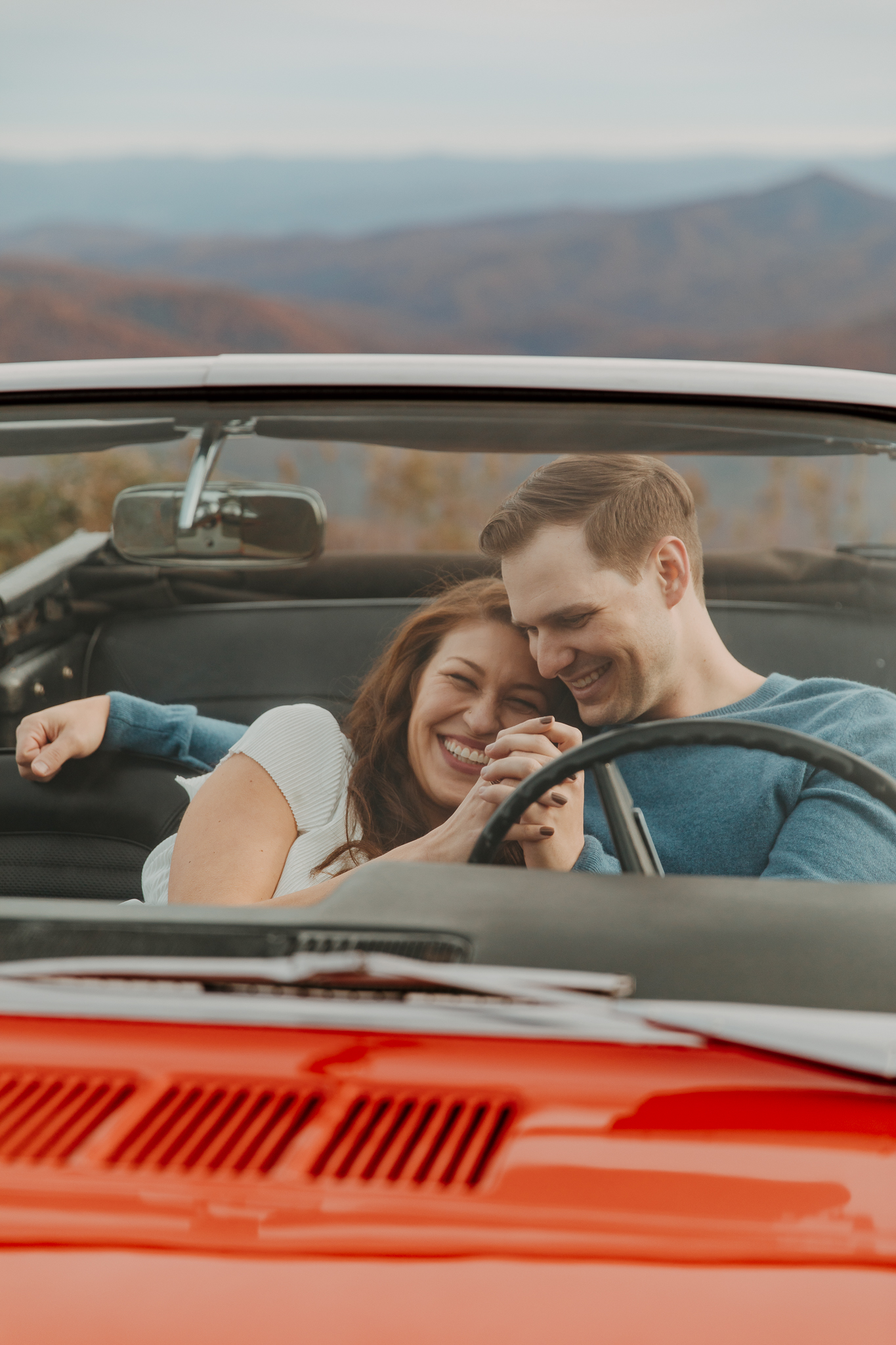 classic car engagement on the blue ridge parkway